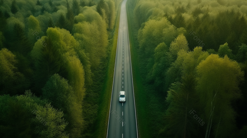 绿色森林里的交通道路实拍摄影图,高清,摄影图,摄影图片,图片大全,摄影图免费下载